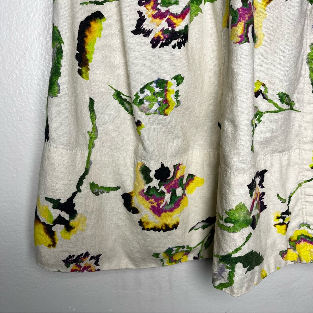 Tanya Taylor Inez Dress Button Up Flutter Sleeve Linen Blend Midi Dress size 4 - Picture 11 of 16